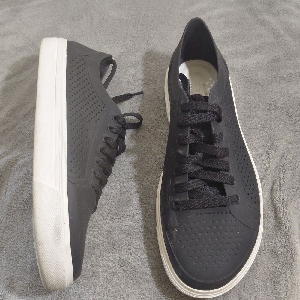 Crocs CitiLane Roka Court Sneaker Shoes Mens 9 Black Lace Up Comfort Outdoor